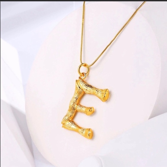 Bamboo letter necklace initial alphabet monogram - Picture 8 of 8